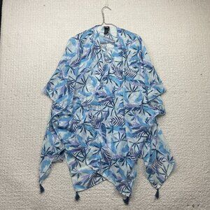 Madden NYC Sheer Kimono-Style Light Cover-Up Floral AOP Tropical Boho Beach